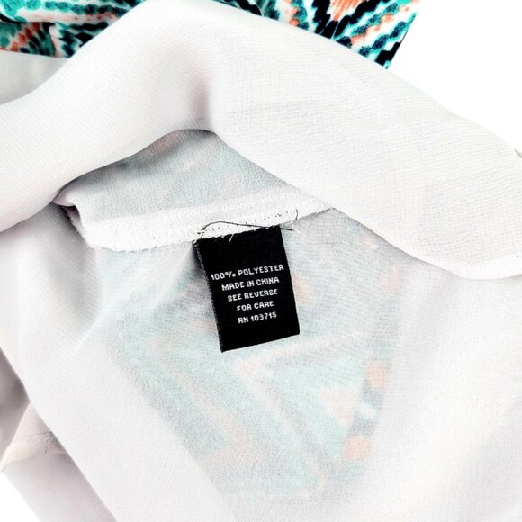 Womens XL Zac & Rachel Chevron Aztec Print Zipper Back Design Layered Sheer Top - Picture 10 of 12